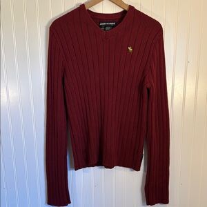Abercrombie & Fitch Red Men's Heavy Knit Ribbed Sweater Size Medium